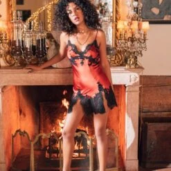 Nuisette En Satin Et Soie Puma Paprika