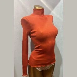 Pull Col Cheminée En Laine Mérinos Et Soie Paprika