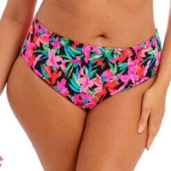 ELOMI Slip De Bain Bikini Taille Mi-haute Savaneta Noir